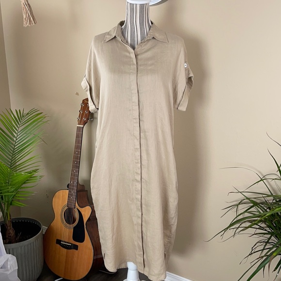 Ralph Lauren Dresses & Skirts - Ralph Lauren Linen Tan Button Up Dress